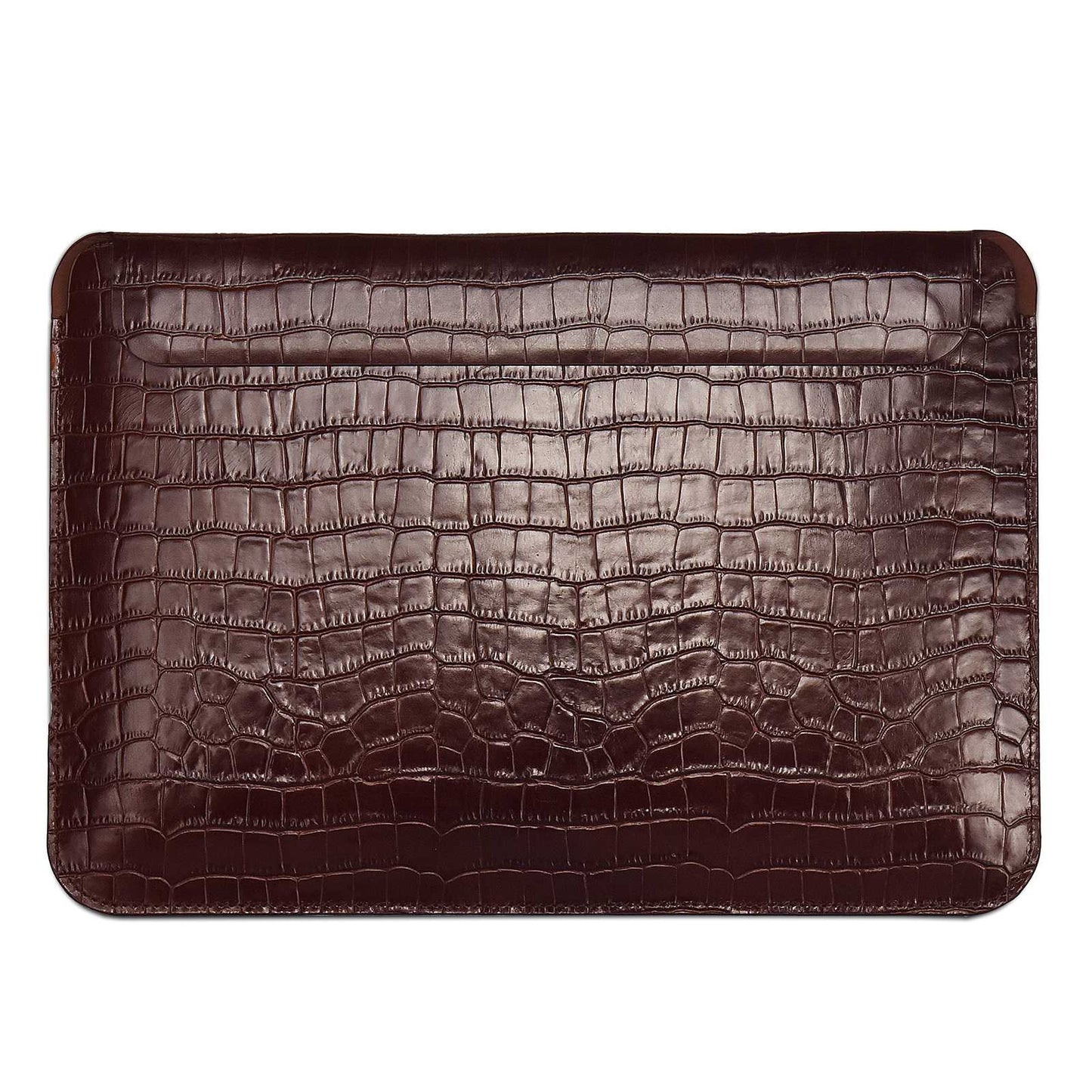 Wiwu 16.2 inch Notebook Computer Pouch for MacBook Pro 2021 Crocodile Texture Genuine Leather Multifunction Mouse Pad - Coffee