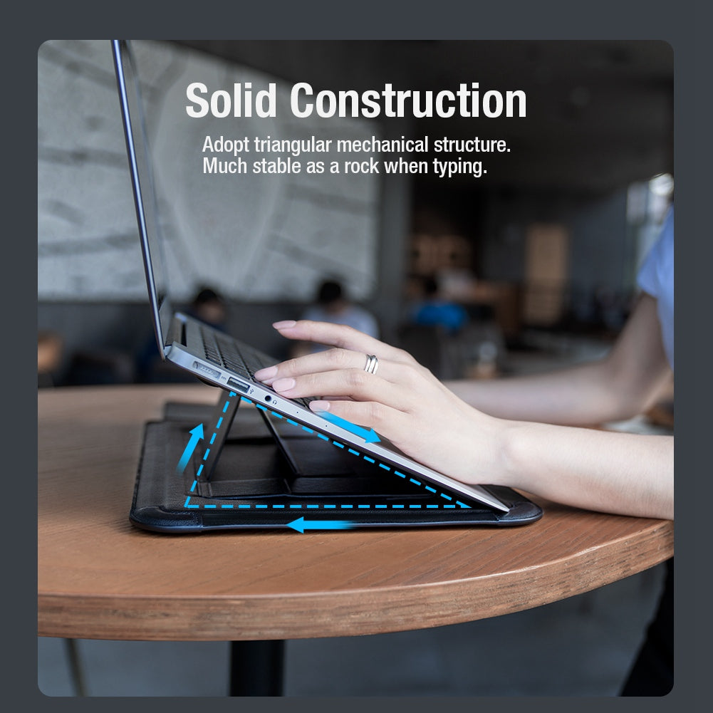 NILLKIN Versatile Plus 15.6 - 16.1-inch Laptop Sleeve Multifunctional Litchi Texture PU Leather Cooling Stand Notebook Bag with Mouse Pad Function - Black