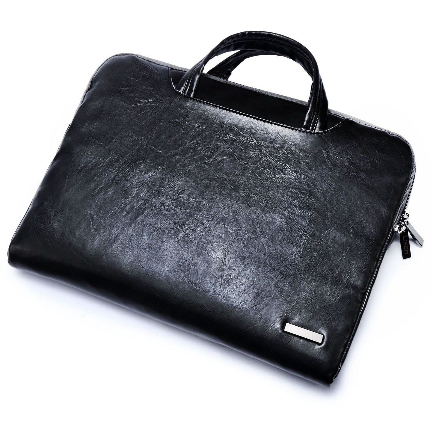 Uniqkart 11.6 Inch Laptop Bag Business Style PU Leather Laptop Sleeve Case with Handle Strap - Black