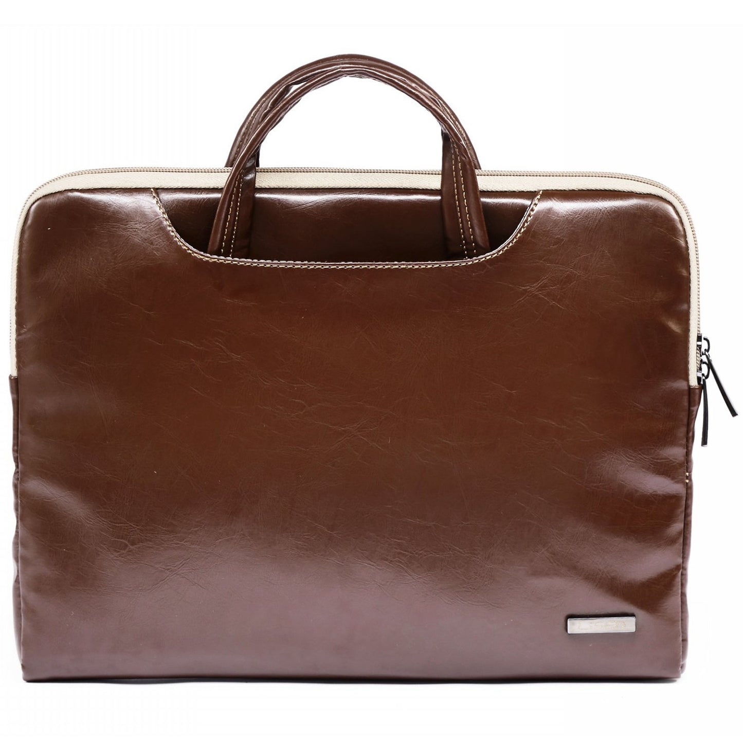 Uniqkart 13.3 Inch Laptop Case Smooth PU Leather Laptop Sleeve Durable Computer Carrying Bag with Handle Strap - Brown