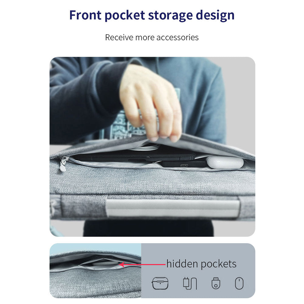 ZGA BG-01 14inch Notebook Computer Storage Bag Soft Lining Laptop Sleeve Bag with Hiding Handle Strap - Black