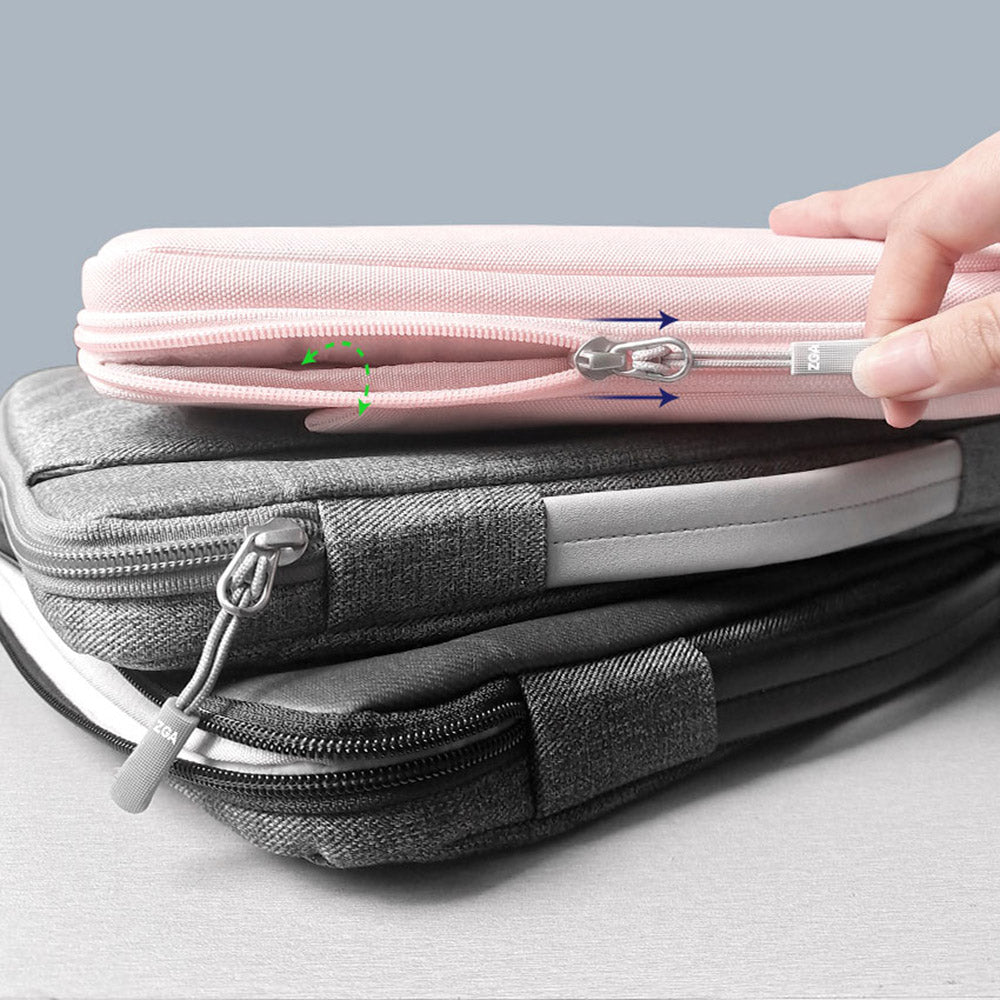 ZGA BG-01 16inch Laptop Protection Case Soft Lining Anti-scratch Notebook Computer Sleeve Bag with Hiding Handle Strap - Grey