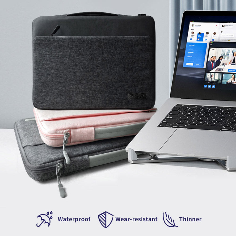 ZGA BG-01 16inch Laptop Protection Case Soft Lining Anti-scratch Notebook Computer Sleeve Bag with Hiding Handle Strap - Grey