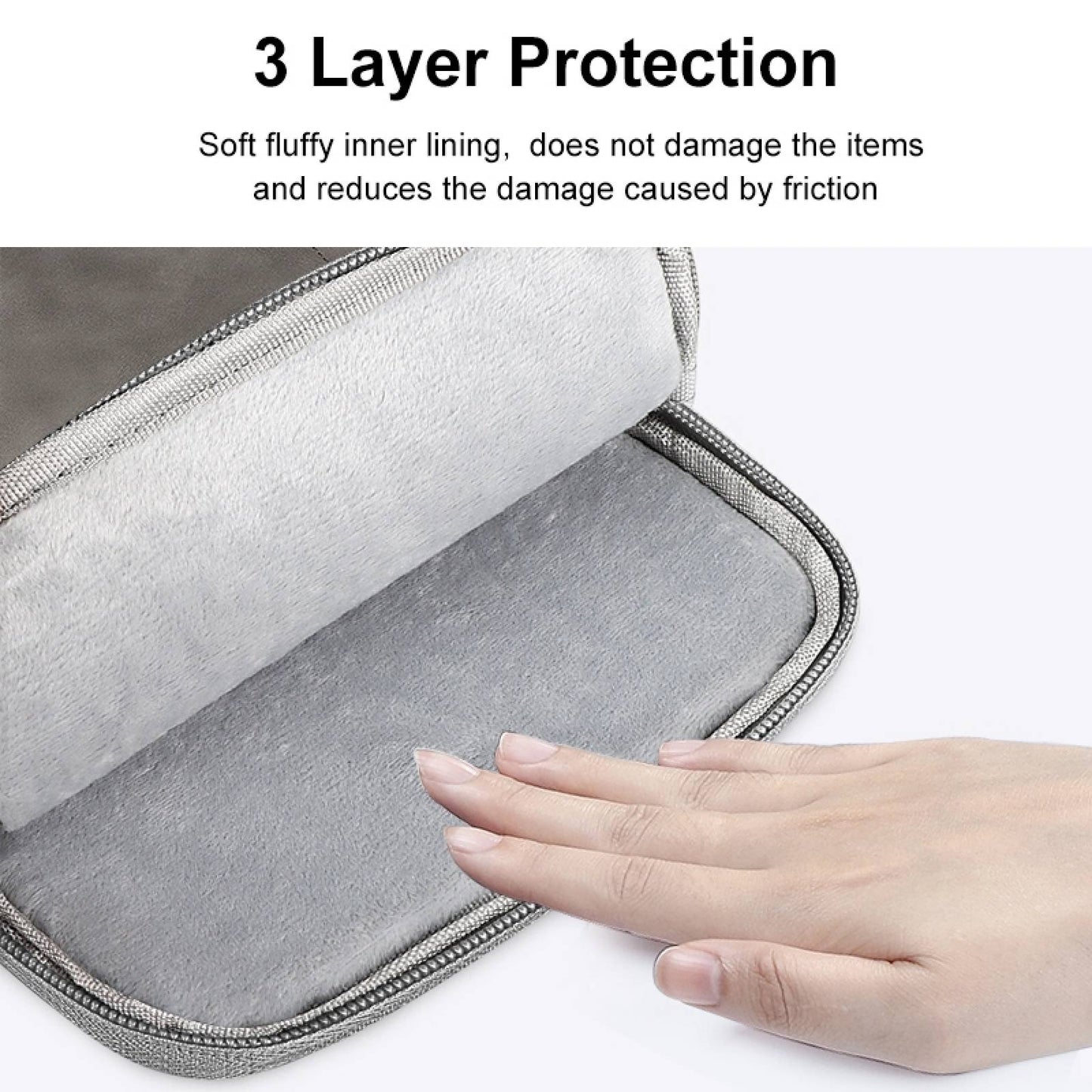 Uniqkart HWL7018 Zippered Carry Case for iPad 9.7-11 inch Scratch-Proof Tablets Sleeve Bag with Strap - Grey