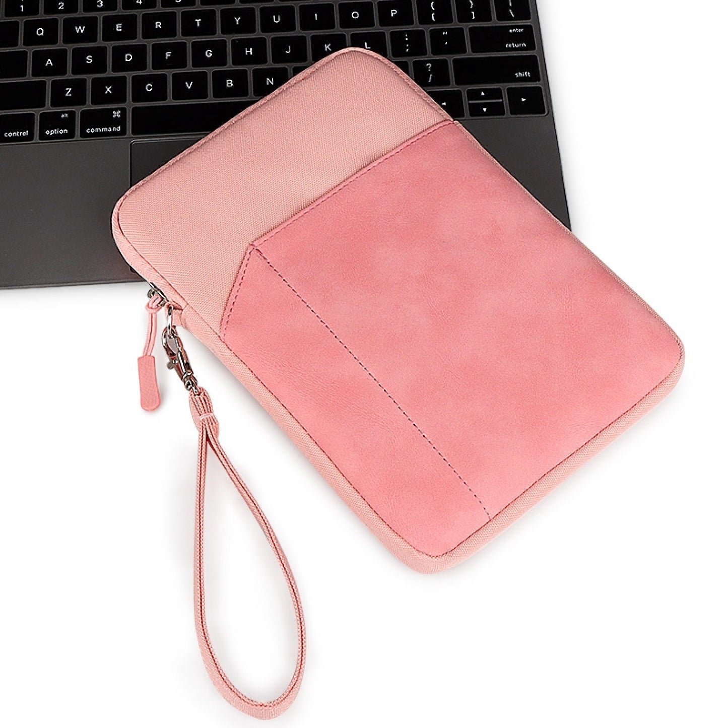 Uniqkart HWL7018 Zippered Carry Case for iPad 9.7-11 inch Scratch-Proof Tablets Sleeve Bag with Strap - Pink
