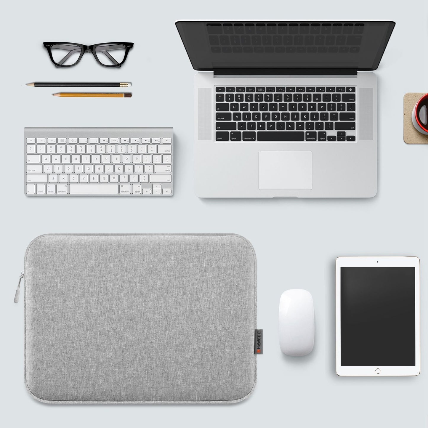Haweel HWL7016 For Macbook Pro 15 inch (2016) / (2018-2019) / 16 inch (2022) Shockproof Zippered Sleeve Bag Scratch Resistant Carry Case (40.5 x 29.5cm, 15-16.7 inch) - Grey