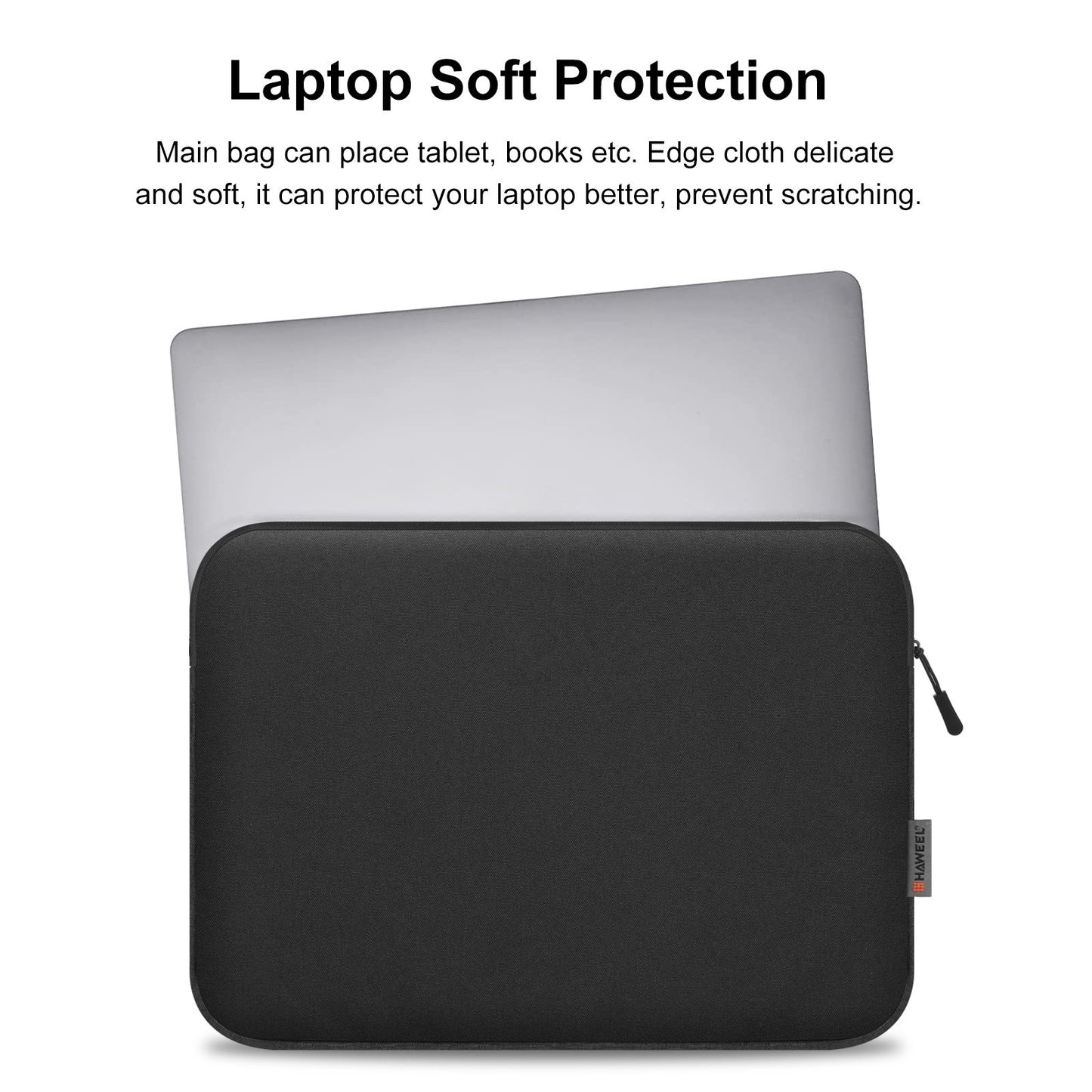 Haweel HWL7016 For Macbook Pro 15 inch (2016) / (2018-2019) / 16 inch (2022) Shockproof Zippered Sleeve Bag Scratch Resistant Carry Case (40.5 x 29.5cm, 15-16.7 inch) - Black