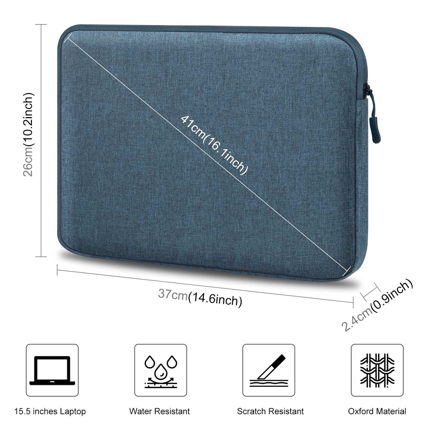 Haweel HWL7015 For MacBook Pro 14 inch (2021) / 15 inch (2013) / (2016) Protective Carrying Case Scratch Resistant Zippered Sleeve Bag (37 x 26cm, 14-15 inch) - Blue