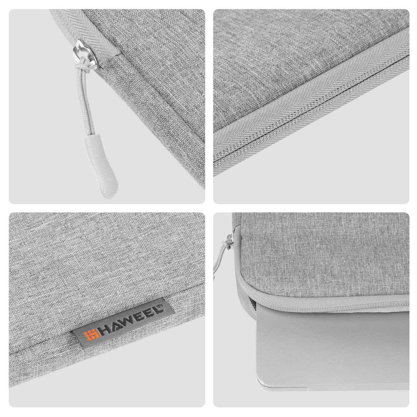 Haweel HWL7015 For MacBook Pro 14 inch (2021) / 15 inch (2013) / (2016) Protective Carrying Case Scratch Resistant Zippered Sleeve Bag (37 x 26cm, 14-15 inch) - Light Grey