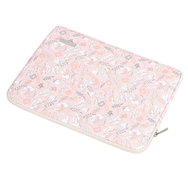 Canvasartisan G4-01 14-inch Notebook Splash Proof Protective Sleeve Flower and Leaves Print Laptop Portable Zipper Bag