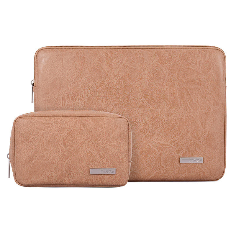 Canvasartisan L38-T0311 PU Leather Sleeve Bag for 11 inch Laptops Anti-Scratch Carry Case Notebook Portable Slim Case with Small Bag - Khaki