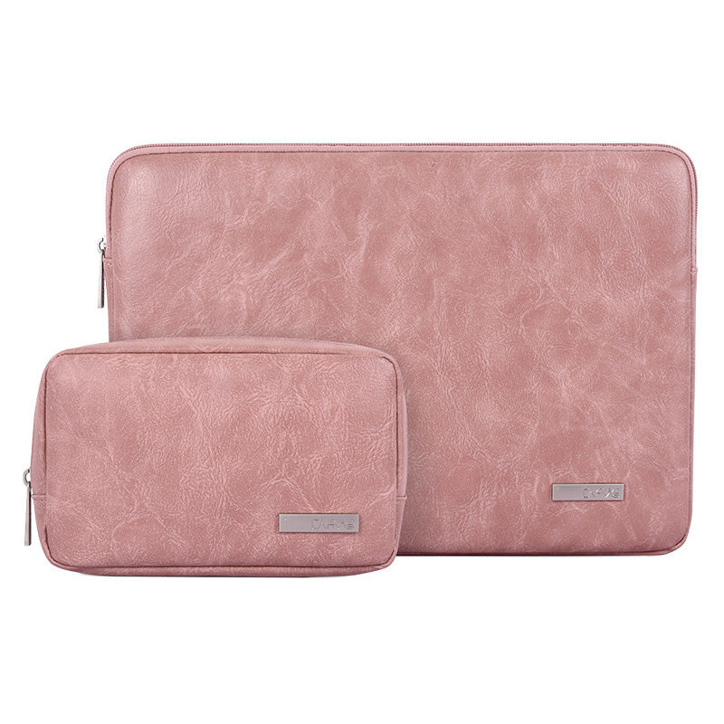 Canvasartisan L38-T0311 PU Leather Sleeve Bag for 11 inch Laptops Anti-Scratch Carry Case Notebook Portable Slim Case with Small Bag - Pink