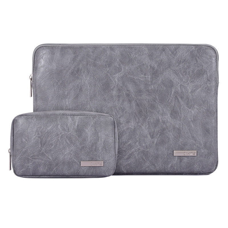 Canvasartisan L38-T0311 PU Leather Sleeve Bag for 11 inch Laptops Anti-Scratch Carry Case Notebook Portable Slim Case with Small Bag - Grey