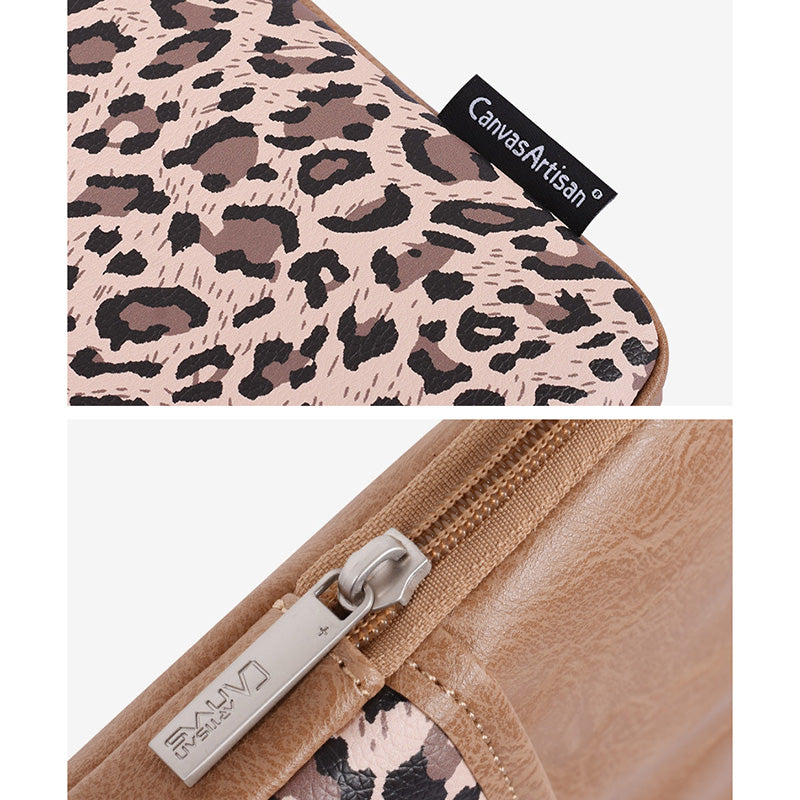 Canvasartisan G31-36 14-inch Notebook Splash Proof Protective Sleeve Leopard Print Laptop Portable Zipper Bag - Black