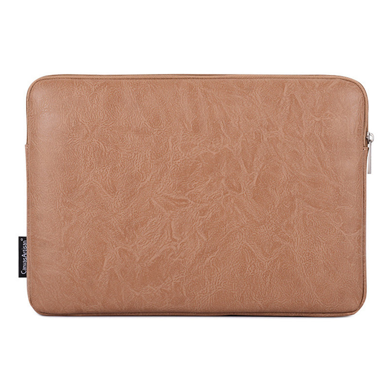 Canvasartisan G31-36 15-inch Laptop Shockproof Zipper Bag Leopard Print PU Leather Notebook Protective Sleeve - Black