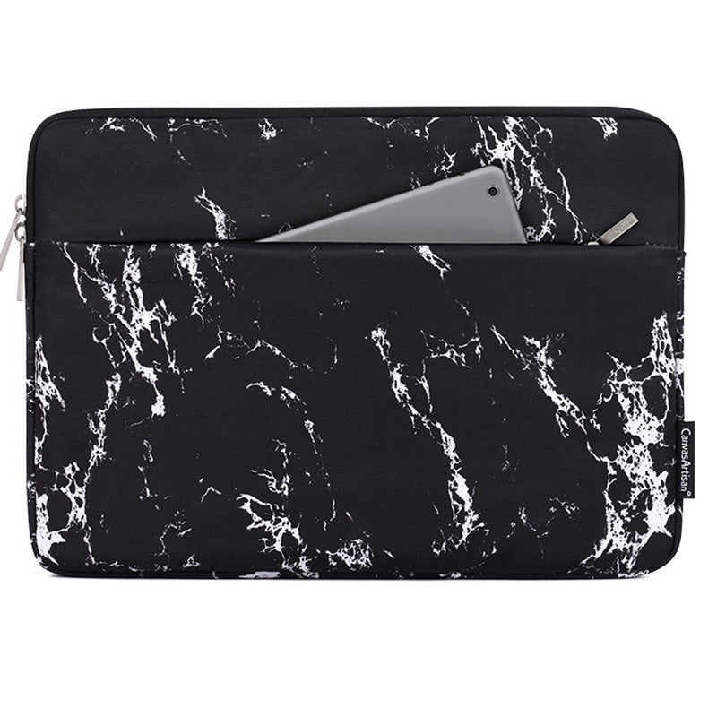 Canvasartisan H32-11 14-inch Notebook Protective Sleeve with Front Pocket Printed Laptop Portable Zipper Bag - Black