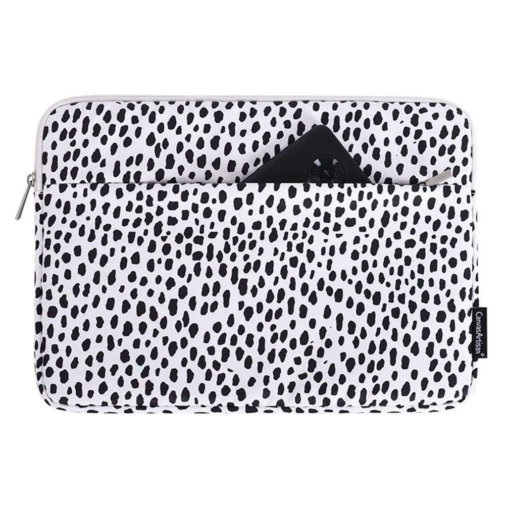 Canvasartisan H36-11 14-inch Notebook Protective Sleeve Black Spotted Laptop Portable Computer Zipper Bag