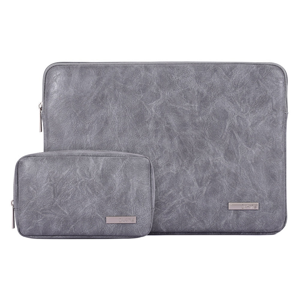 Canvasartisan L38-T0311 PU Leather Carrying Case for 14 inch Portable Sleeve Bag Laptops Slim Case with Small Bag - Grey