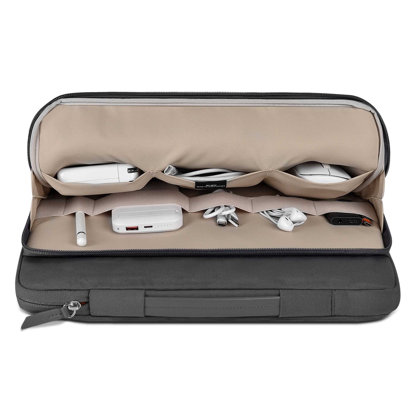 Wiwu ORA 14-inch 450D Polyester Waterproof Laptop Sleeve Handbag Notebook Carrying Bag - Grey