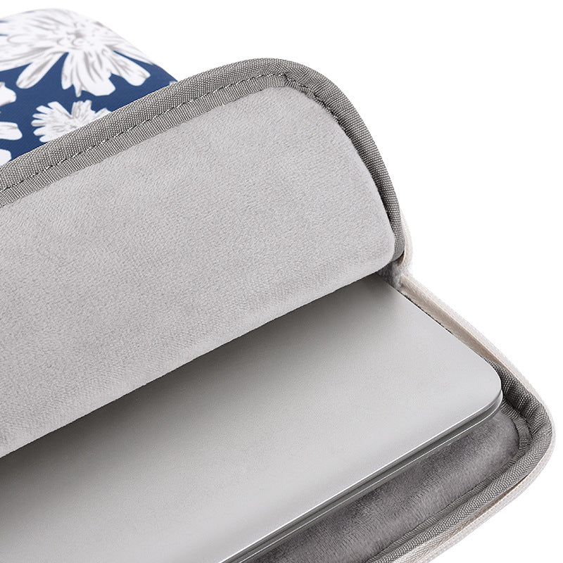 Canvasartisan H34-01 15-inch Laptop Portable Zipper Bag Flower Print Anti-collision Notebook Protective Sleeve