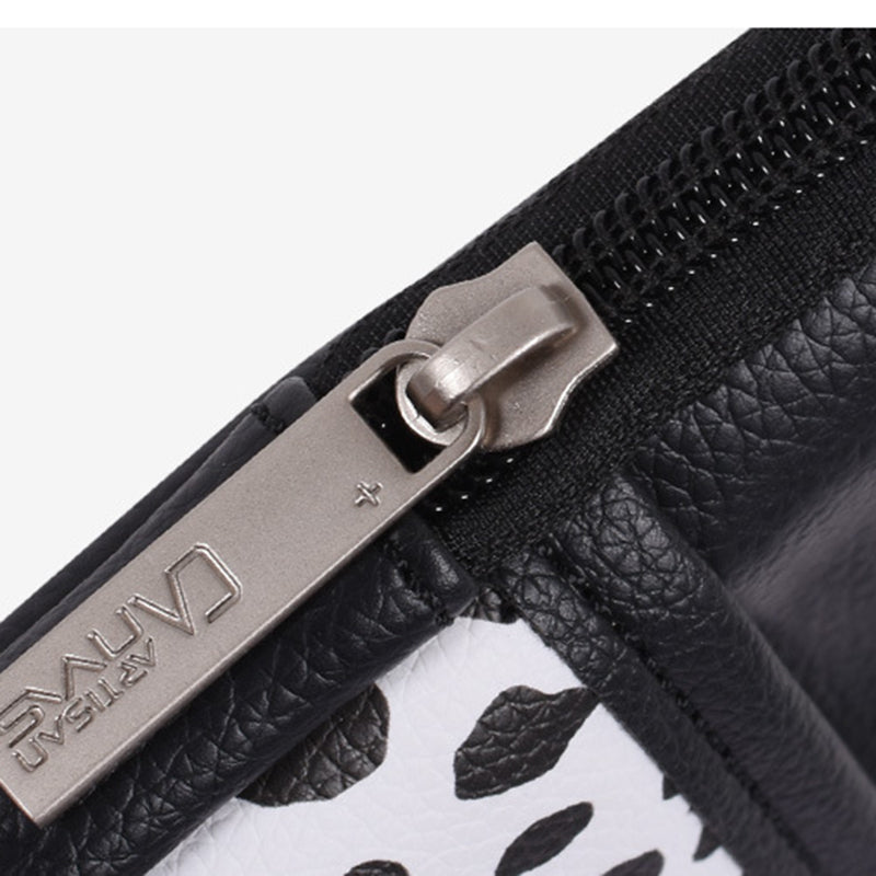 Canvasartisan G36-36 13-inch Laptop PU Leather Zipper Pouch Black Spotted Notebook Carrying Bag with Front Pocket