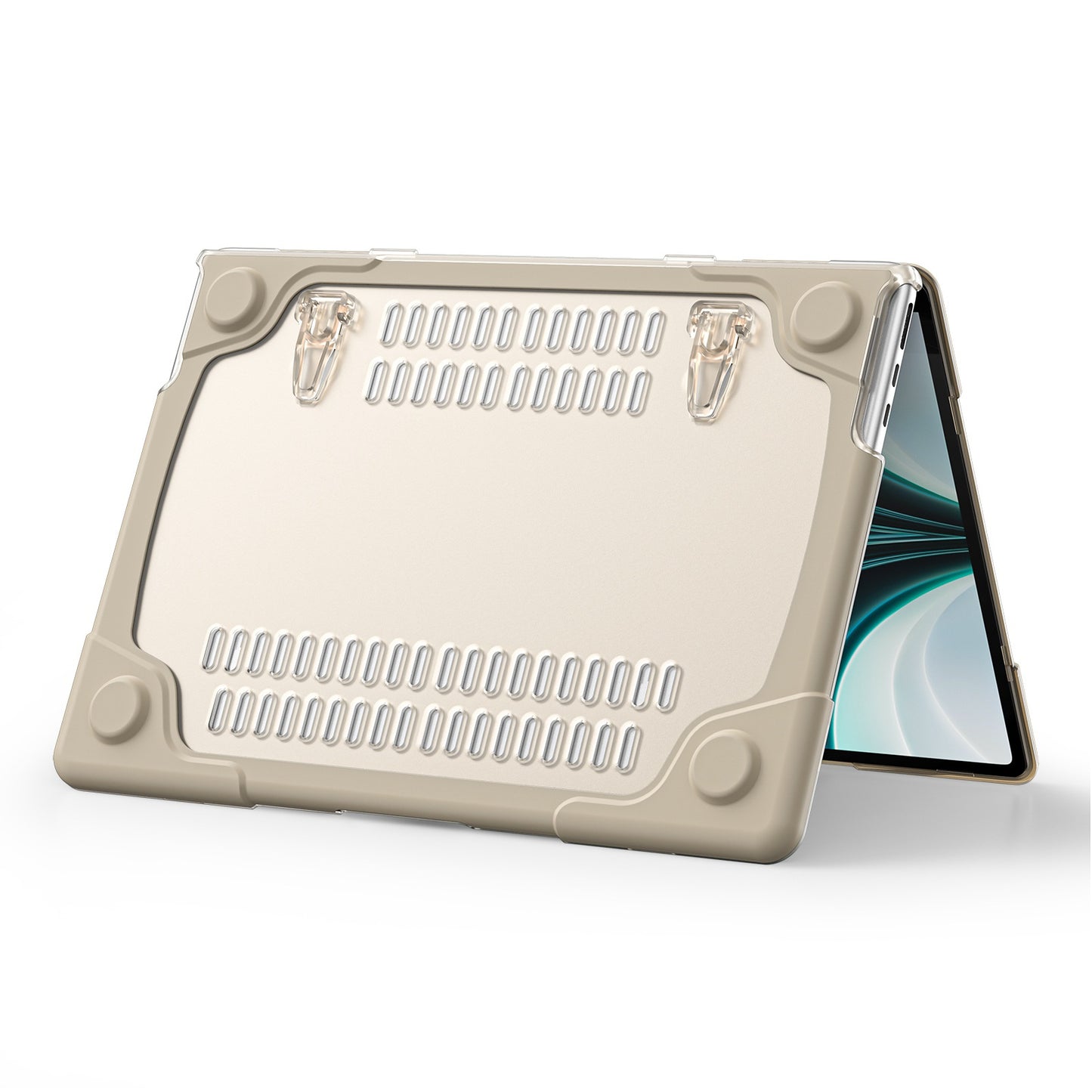 Laptop Case for MacBook Air 13 inch (2022) A2681 Protective Case Notebook Computer Anti-Scratch Cover with Stand - Khaki