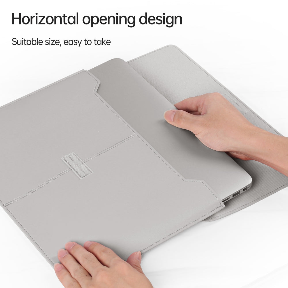 11-12 Inch Laptop Storage Bag for MacBook Anti-scratch PU Leather Notebook Computer Sleeve Mouse Pad - Grey