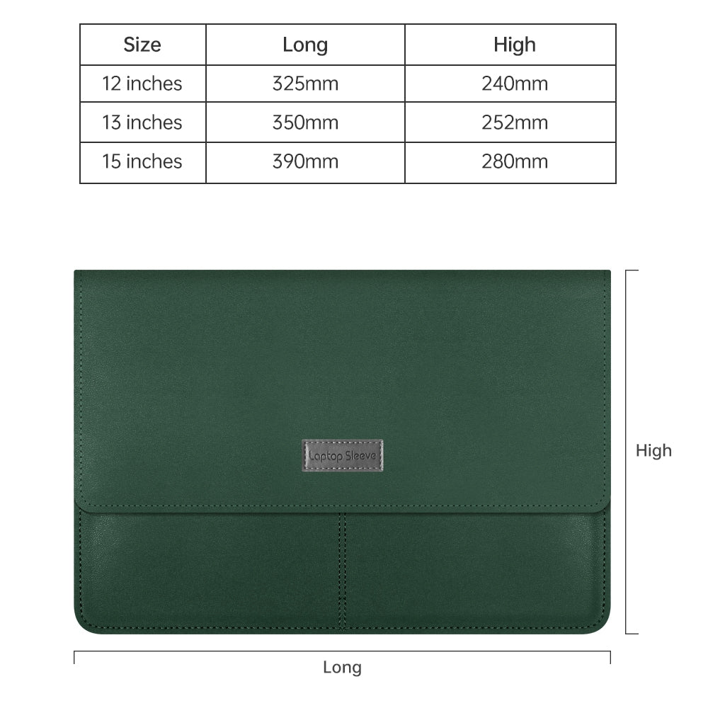 11-12 Inch Laptop Storage Bag for MacBook Anti-scratch PU Leather Notebook Computer Sleeve Mouse Pad - Green