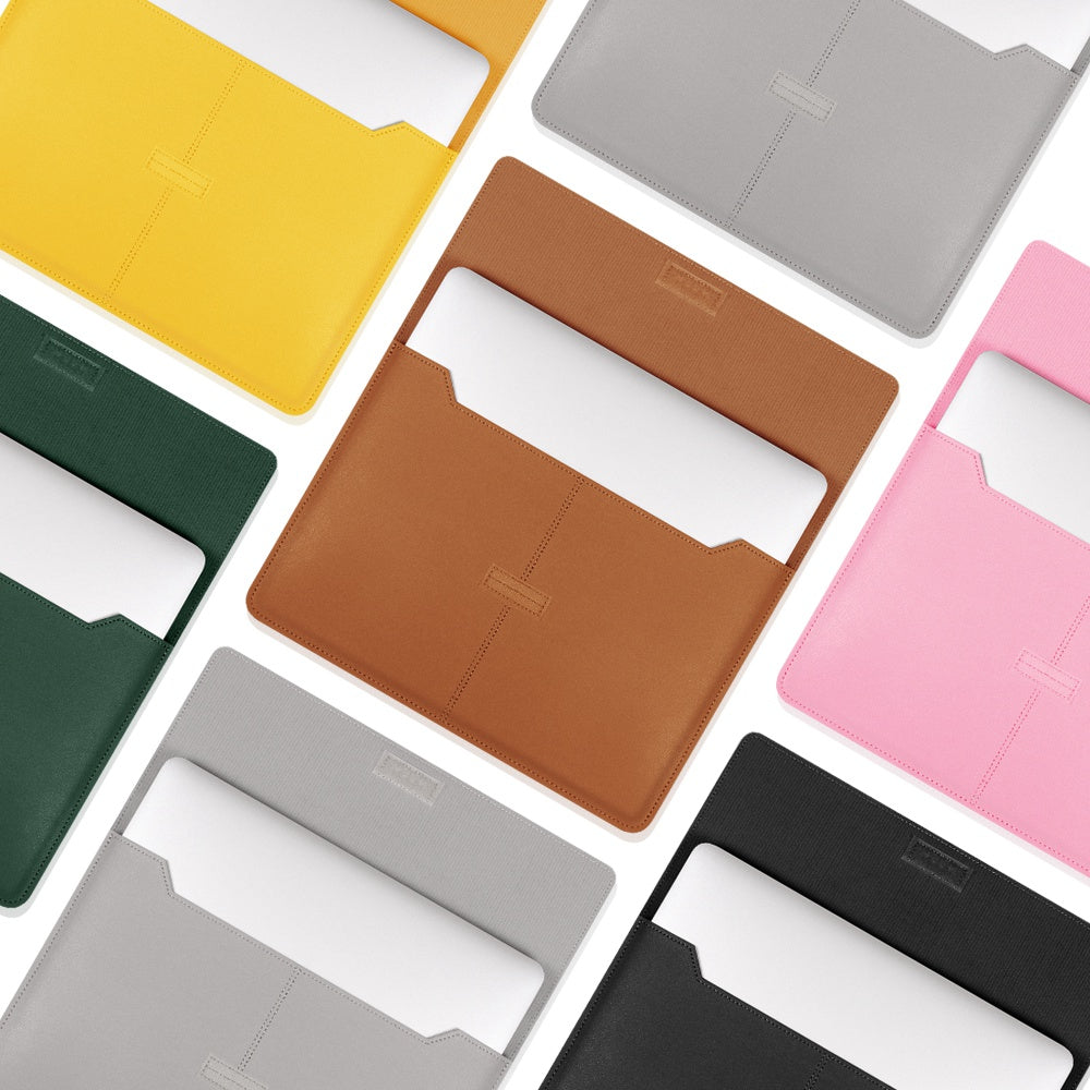 15 Inch Multifunction Laptop Sleeve for MacBook Large PU Leather Mouse Pad Notebook Computer Storage Pouch Handbag - Green