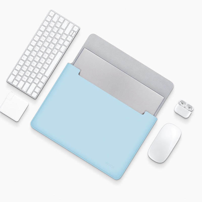 PU Leather Protective Case for 13 / 13.3 / 14-inch Laptop Waterproof Notebook Sleeve Carrying Bag - Sky Blue