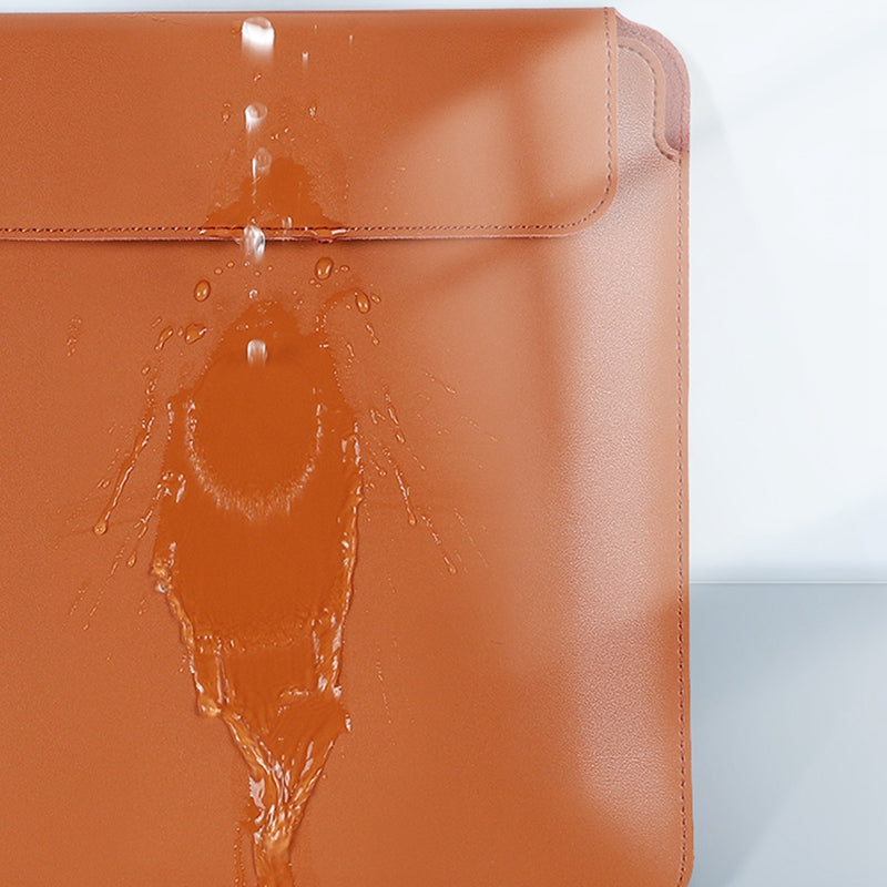 SS07 Laptop Sleeve for 13 inch Notebook, Cowhide Leather Waterproof Cover Horizontal Style Notebook Computer Case - Brown