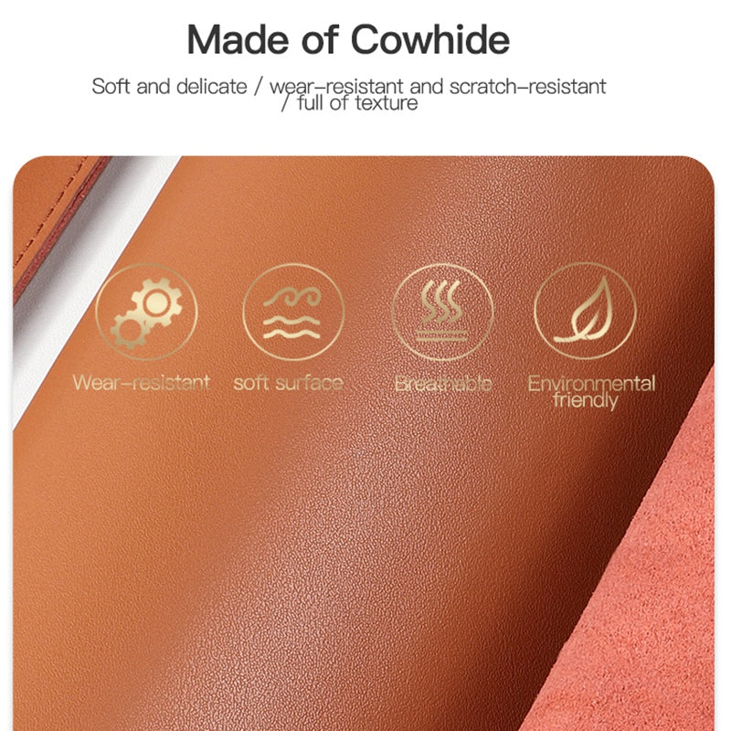 SS07 Laptop Sleeve for 13 inch Notebook, Cowhide Leather Waterproof Cover Horizontal Style Notebook Computer Case - Black