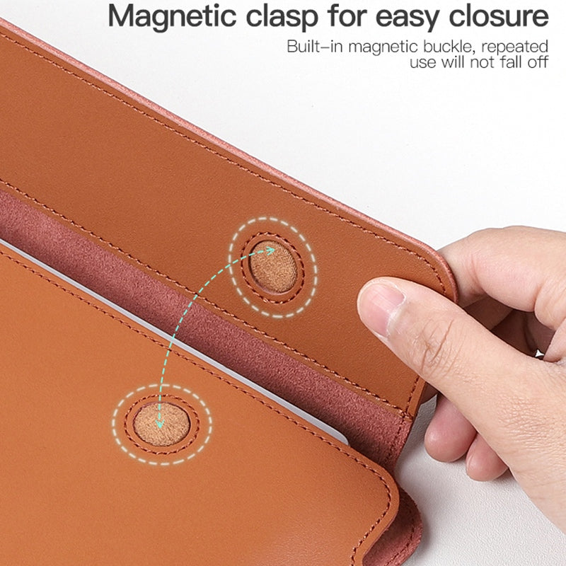 SS07 Laptop Sleeve for 13 inch Notebook, Cowhide Leather Waterproof Cover Horizontal Style Notebook Computer Case - Black