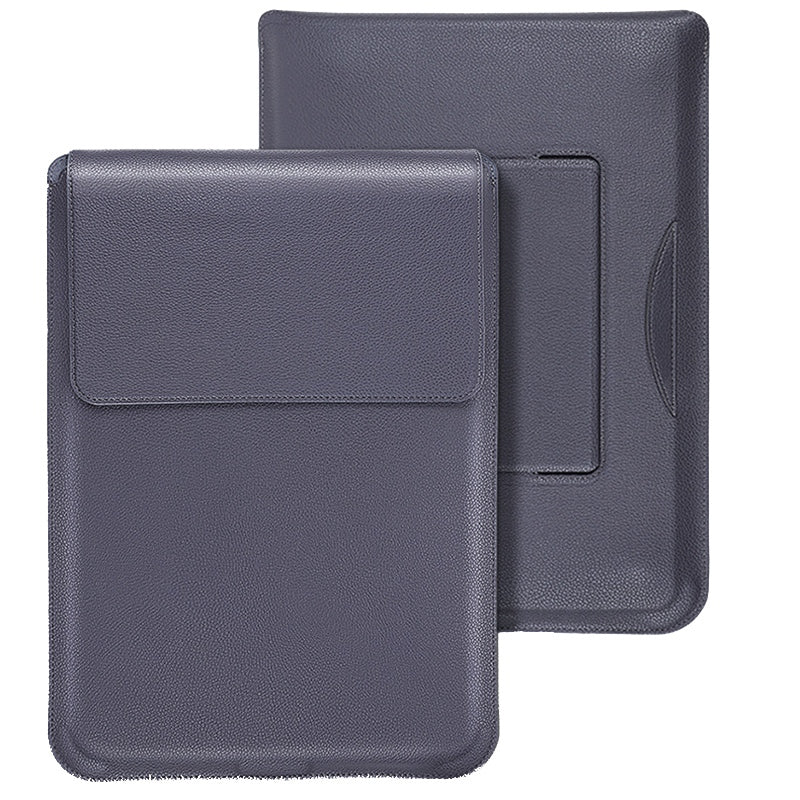 SS-29 Laptop Sleeve for 15-16 inch Notebook, Ultrafiber Leather Waterproof Sleeve Bag Vertical Computer Storage Bag with Stand - Dark Grey