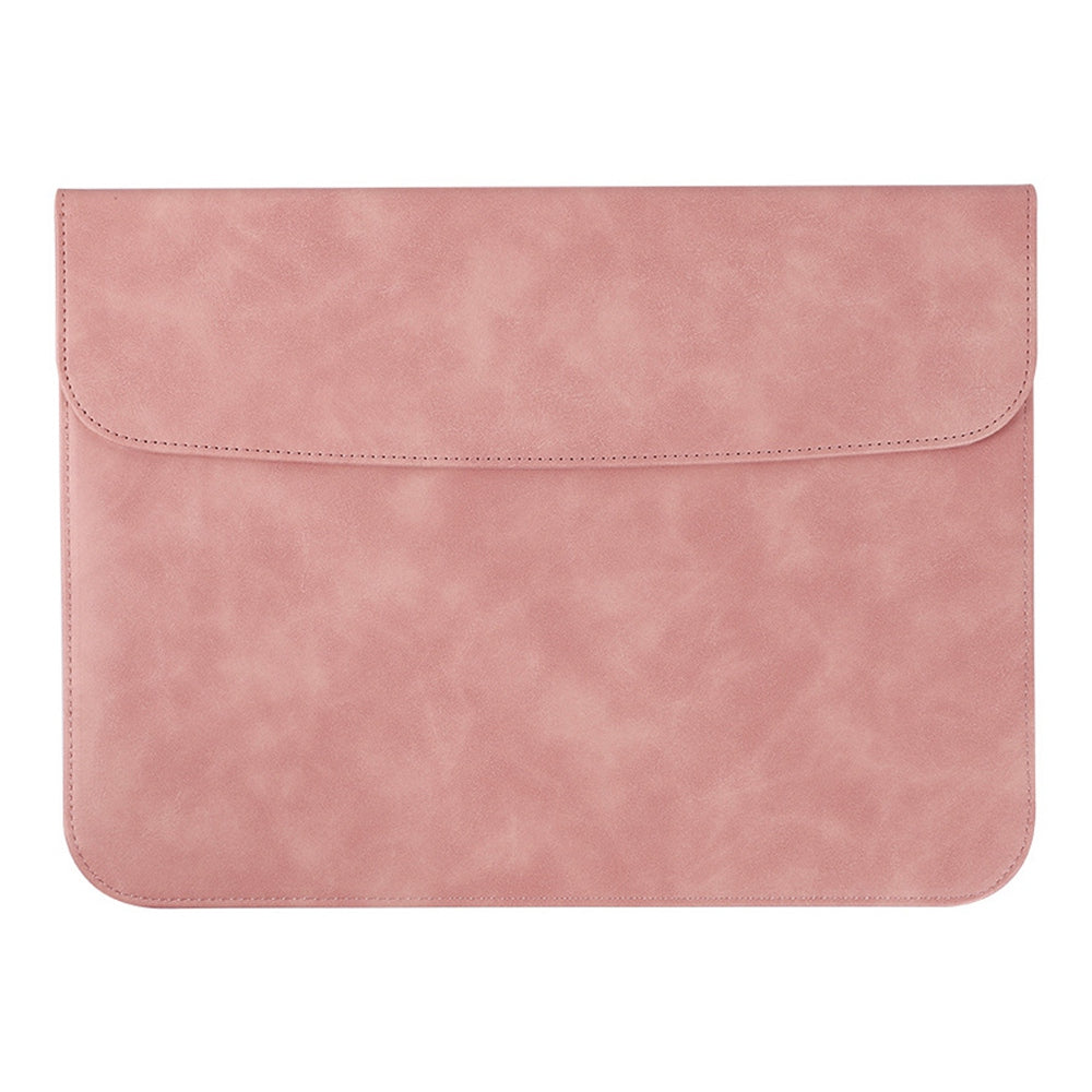 SS13 13.3 Inch Laptop Sleeve Anti-scratch PU Leather Ultra-slim Notebook Computer Pouch Carrying Bag Smooth Mouse Pad - Pink