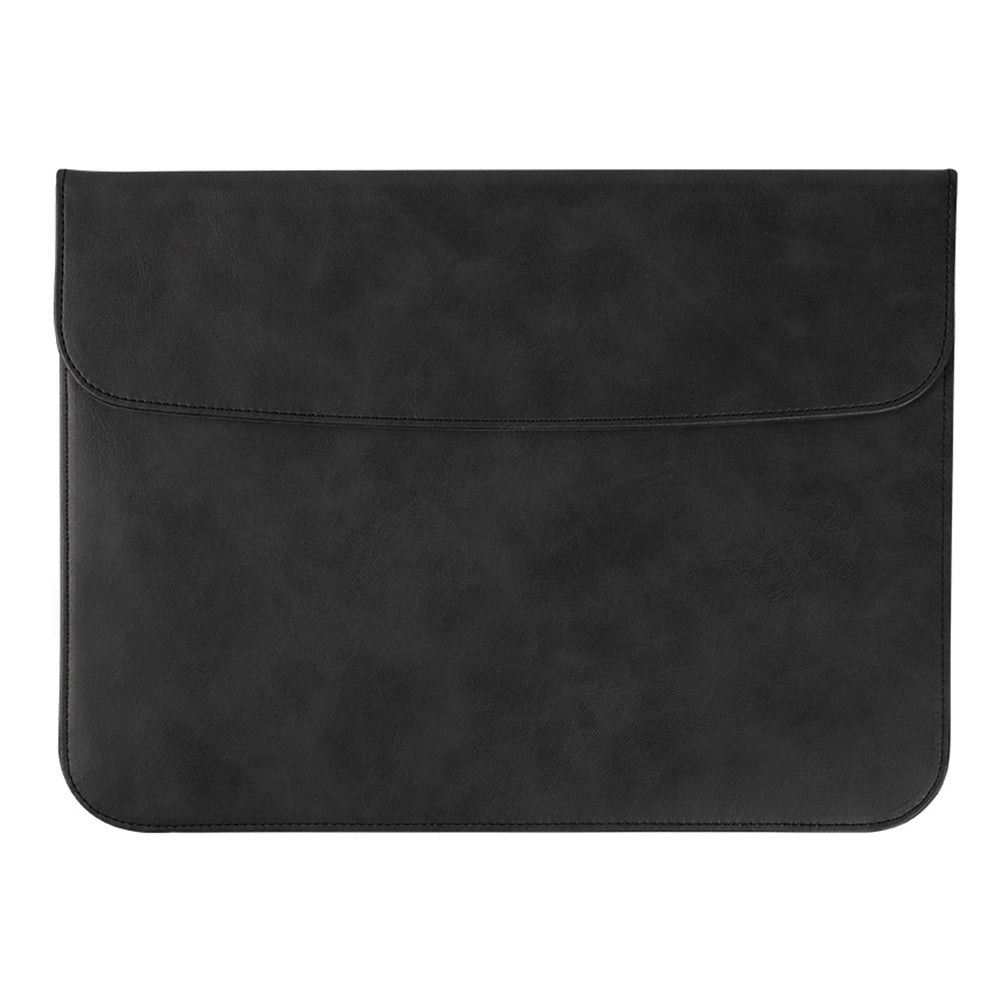 SS13 13.3 Inch Laptop Sleeve Anti-scratch PU Leather Ultra-slim Notebook Computer Pouch Carrying Bag Smooth Mouse Pad - Black