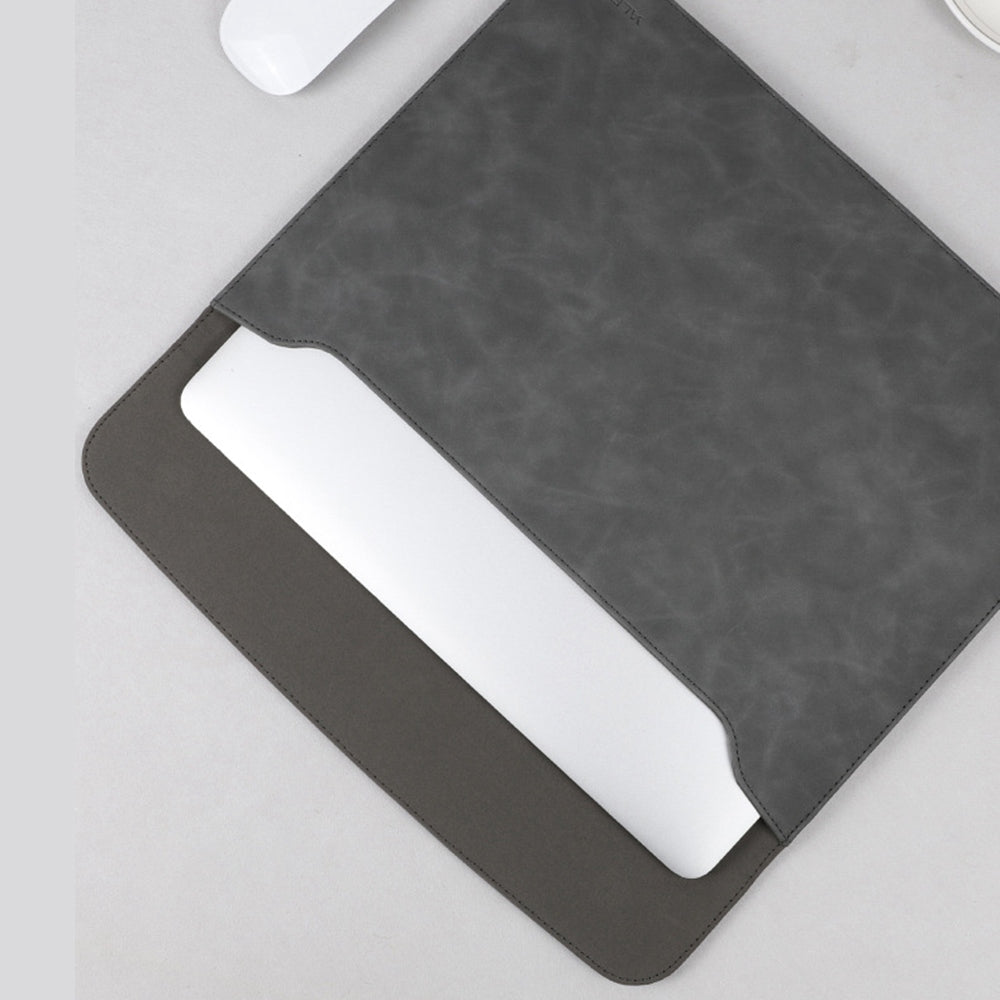 SS13 15.4 Inch Laptop Case Sleeve Waterproof PU Leather Mouse Pad Notebook Computer Pouch Mouse Mat Thin Bag - Black