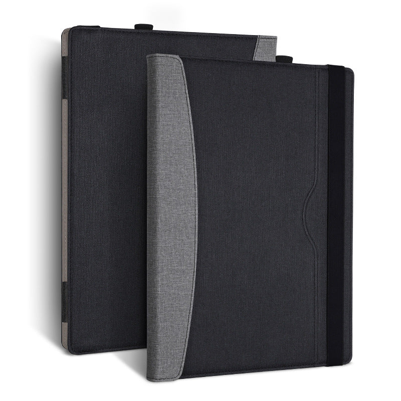 SS-26 Laptop Case Cover for Microsoft Surface Laptop 1 / 2 / 3 / 4 13.5 inch, PU Leather Stand Notebook Sleeve Skin Pouch - Cloth Texture Splicing / Grey