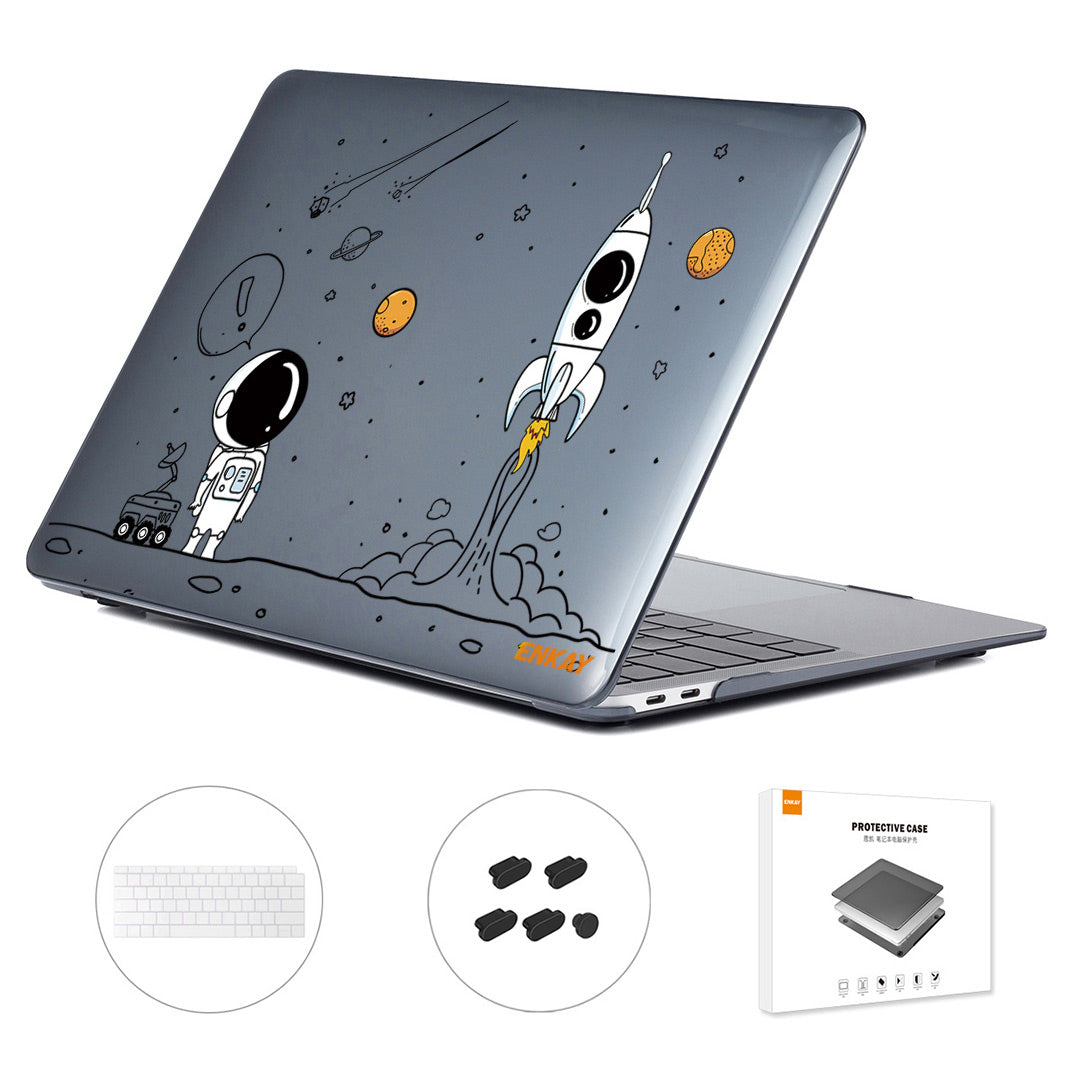 Astronaut Pattern Shockproof Case for MacBook Air 13 inch (2018) A1932 (US Version) Anti-Scratch Laptop Case with TPU Keyboard Cover + Dust-Proof Plugs - Astronaut No.1