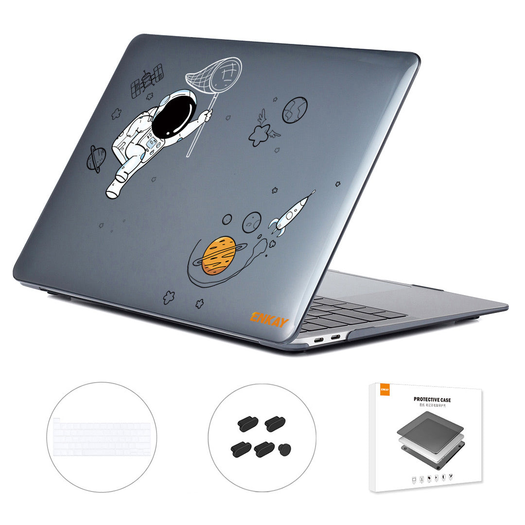 For MacBook Pro 13 inch (2020) A2251 / A2289 / A2338 (US Version) Protective Cover Astronaut Pattern Anti-Scratch Laptop Case with TPU Keyboard Film + Dust-Proof Plugs - Astronaut No.2