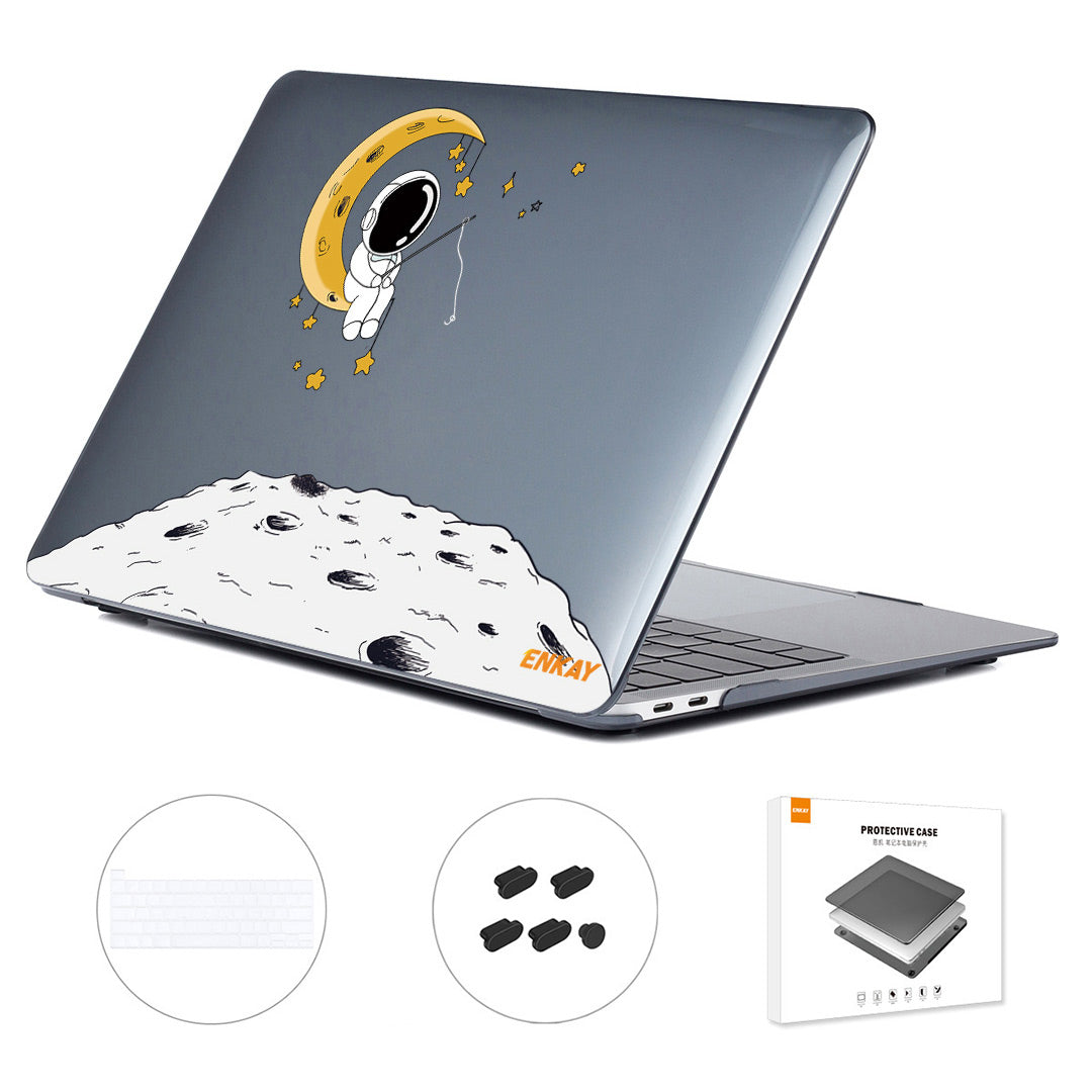 For MacBook Pro 13 inch (2020) A2251 / A2289 / A2338 (US Version) Protective Cover Astronaut Pattern Anti-Scratch Laptop Case with TPU Keyboard Film + Dust-Proof Plugs - Astronaut No.3