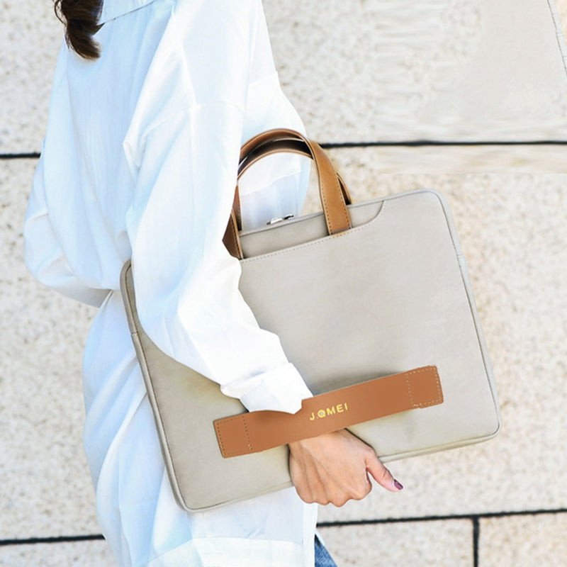 951# 15.6-inch Notebook Protective Bag Shockproof PU Leather Laptop Handbag with Small Bag - Grey