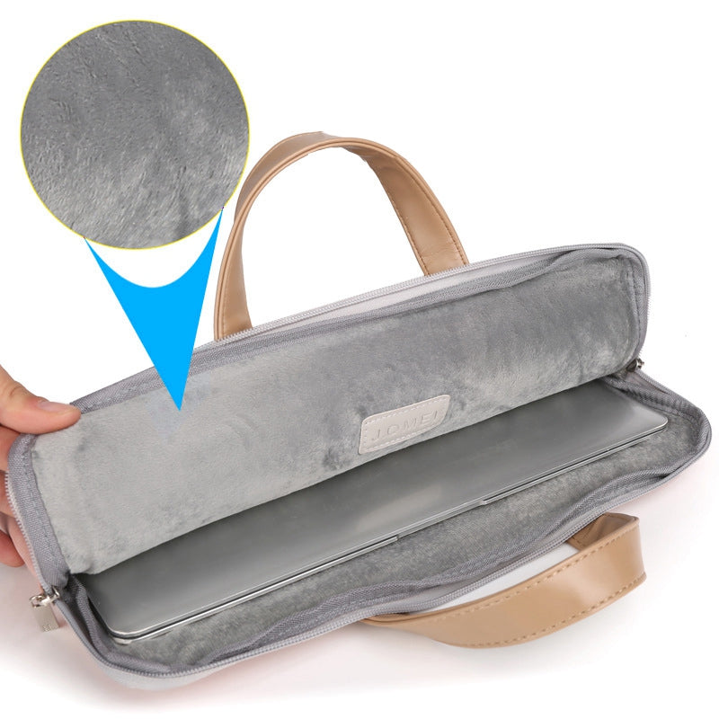 951# 15.6-inch Notebook Protective Bag Shockproof PU Leather Laptop Handbag with Small Bag - Grey