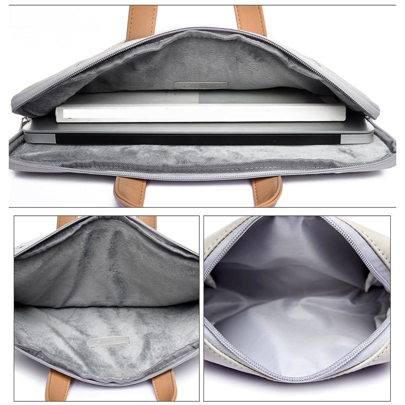 951# 15.6-inch Notebook Protective Bag Shockproof PU Leather Laptop Handbag with Small Bag - Grey