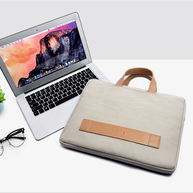 951# 15.6-inch Notebook Protective Bag Shockproof PU Leather Laptop Handbag with Small Bag - Grey