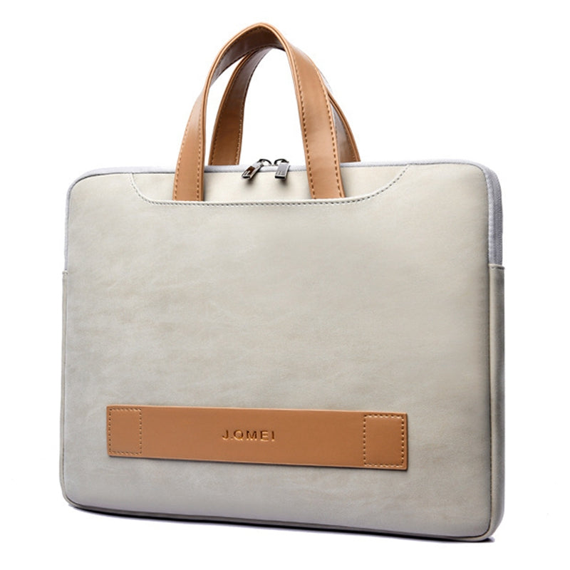 951# 15.6-inch Notebook Protective Bag Shockproof PU Leather Laptop Handbag with Small Bag - Grey