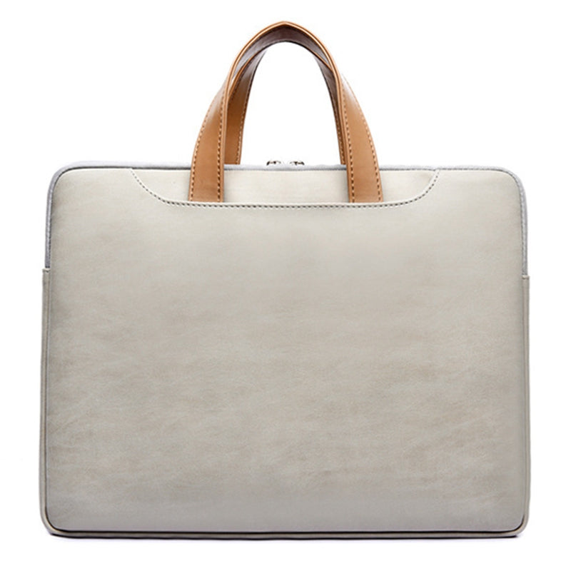 951# 15.6-inch Notebook Protective Bag Shockproof PU Leather Laptop Handbag with Small Bag - Grey