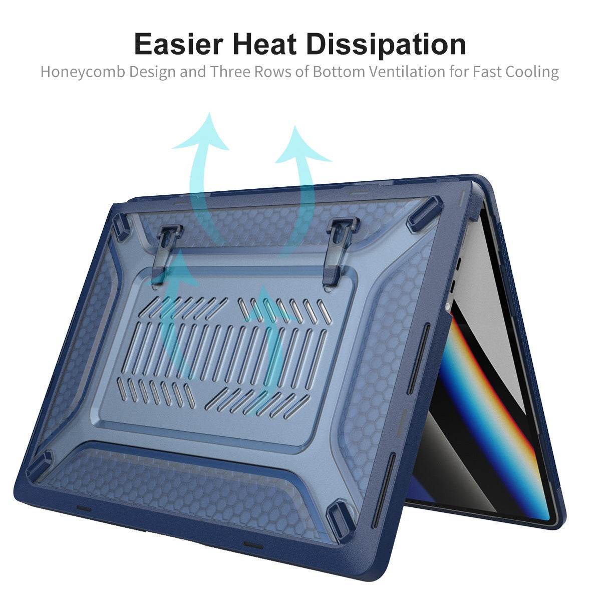 Shockproof Case for MacBook Pro 16 inch (2021) A2485 (EU Version) Anti-Drop Laptop Case Anti-Scratch Kickstand Cover with TPU Keyboard Film + Dust-Proof Plugs - Grey