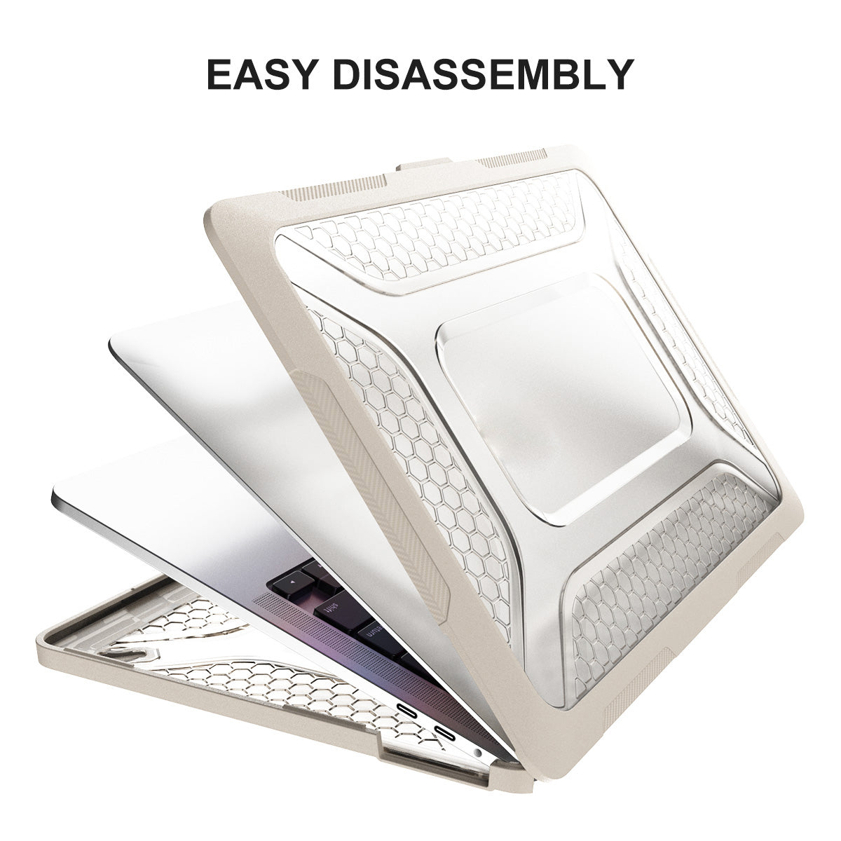 for MacBook Pro 13 inch (2016) A1706 / (2018) A1989 / (2019) A2159 (EU Version) Kickstand Case Hard PC Heat Dissipation Cover with TPU Keyboard Film + Dust-Proof Plugs - Khaki