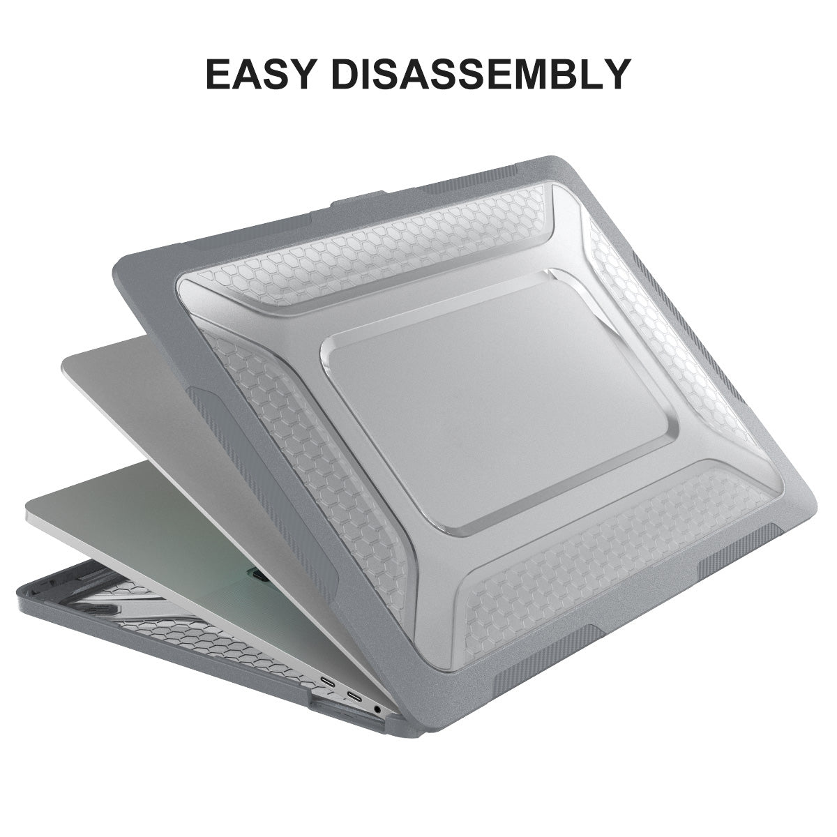 for MacBook Pro 16 inch (2019) A2141 (EU Version) Hard PC Shock-Absorbing Cover Kickstand Protective Laptop Case Shell with TPU Keyboard Film + Anti-Dust Plugs - Khaki